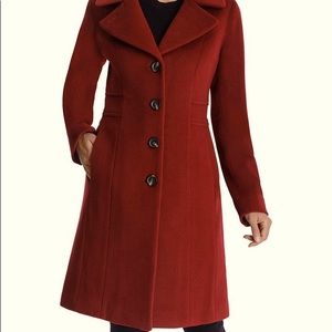 Anne Klein Single Breasted Walker Wool Coat